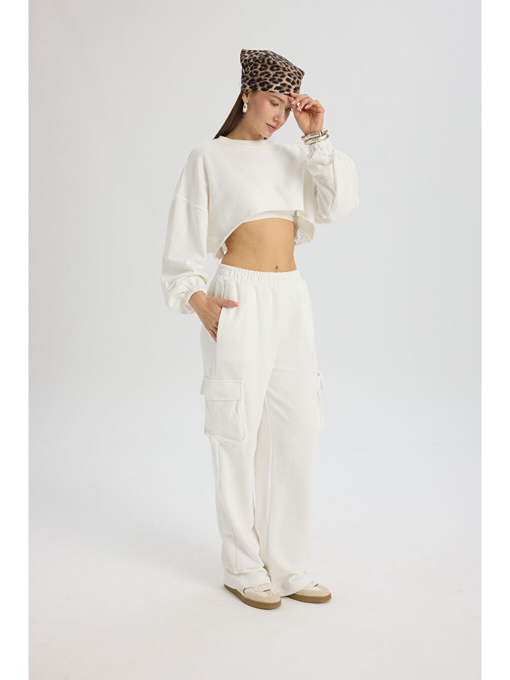 Swan Yandan Cepli Beyaz Eşofman Takım-3