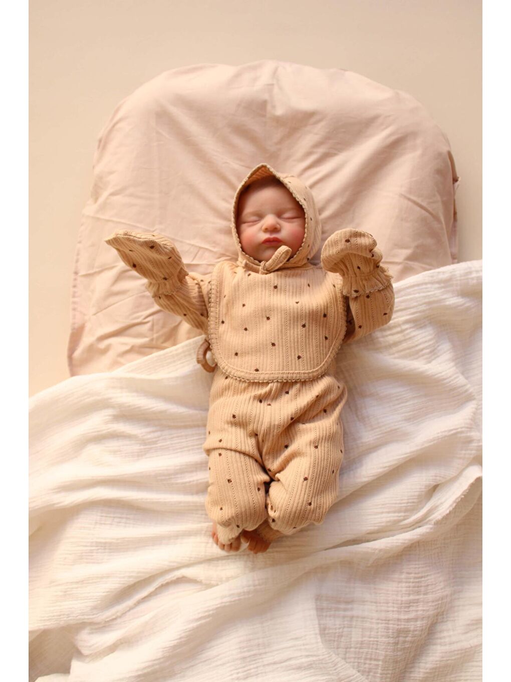 Kahverengi 5li Kruvaze Yenidoğan Set Çiçek Baskılı Model 5 (0-3 Ay)-4