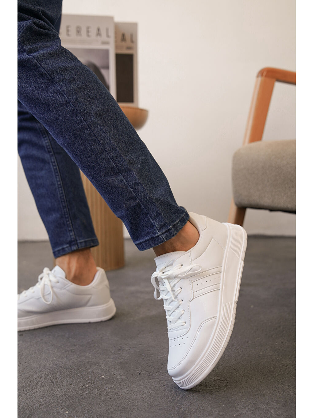 Beyaz Daxors D0163 Günlük Ortopedik Erkek Sneaker Spor Ayakkabı-3