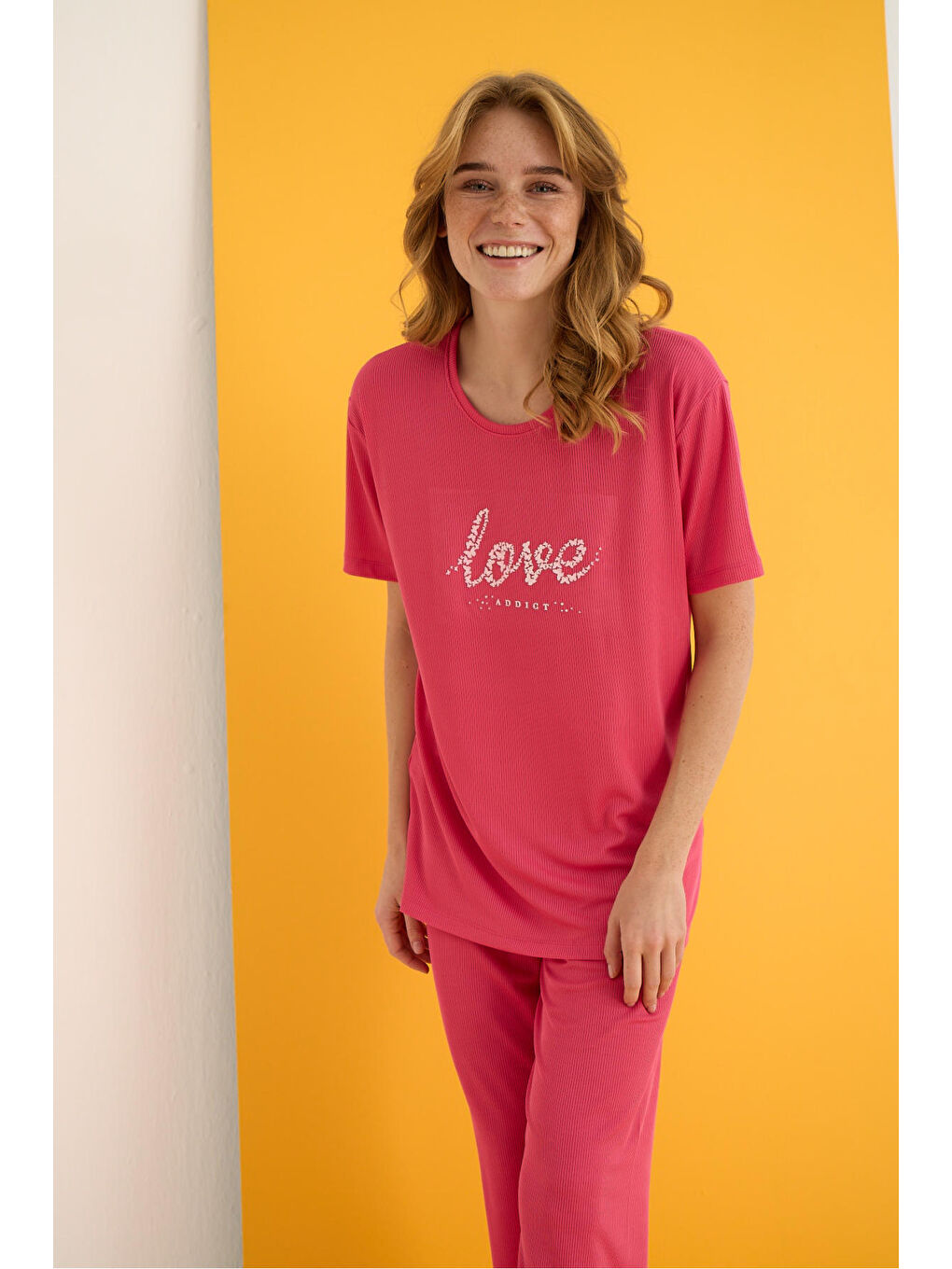 Fuşya Kaşkorse Pijama Takımı 7031-2