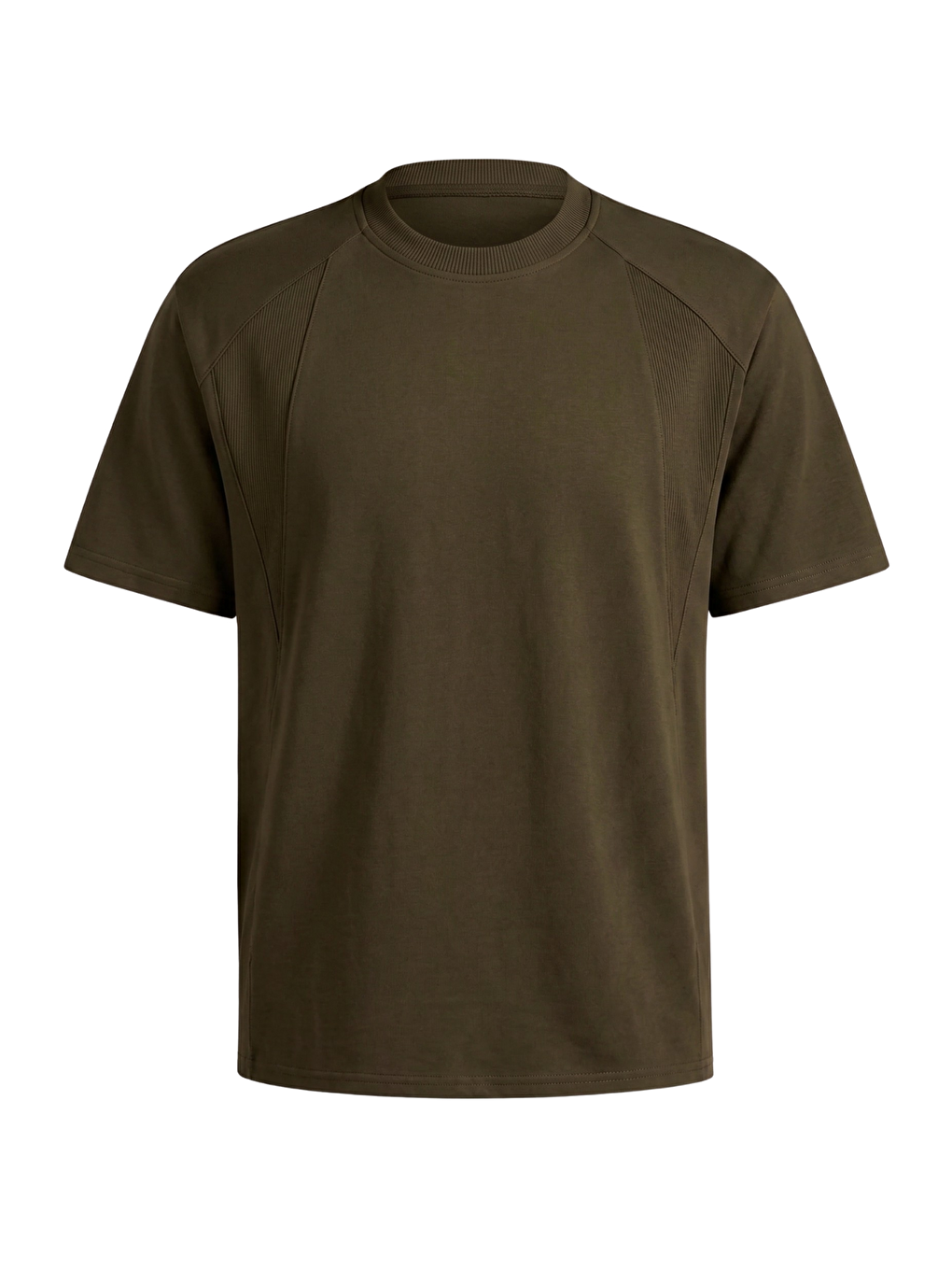 Haki Erkek Tişört Basic Bisiklet Yaka Tişört Rahat Kesim Dökümlü Günlük Spor Tshirt-1