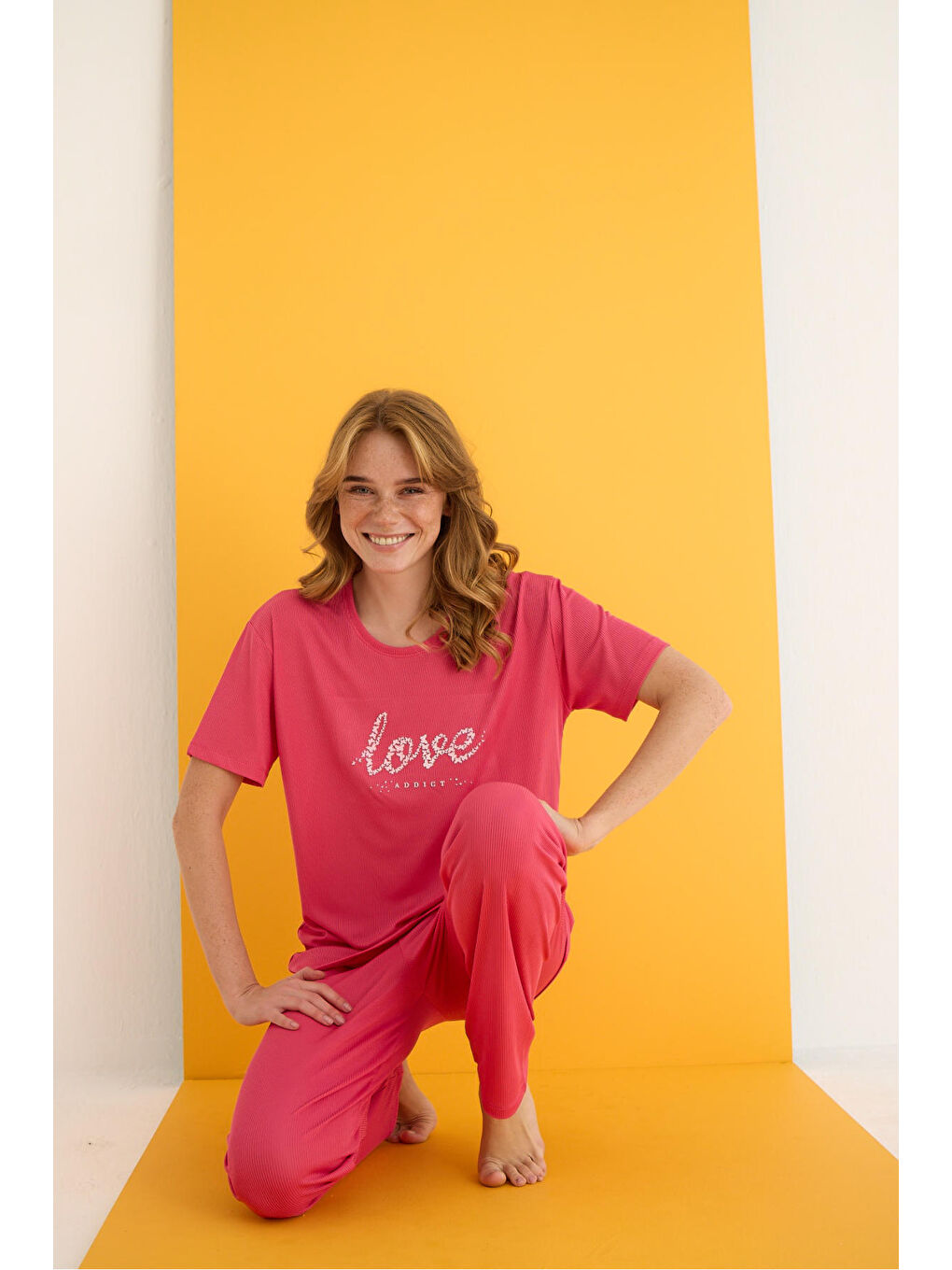 Fuşya Kaşkorse Pijama Takımı 7031-2-1