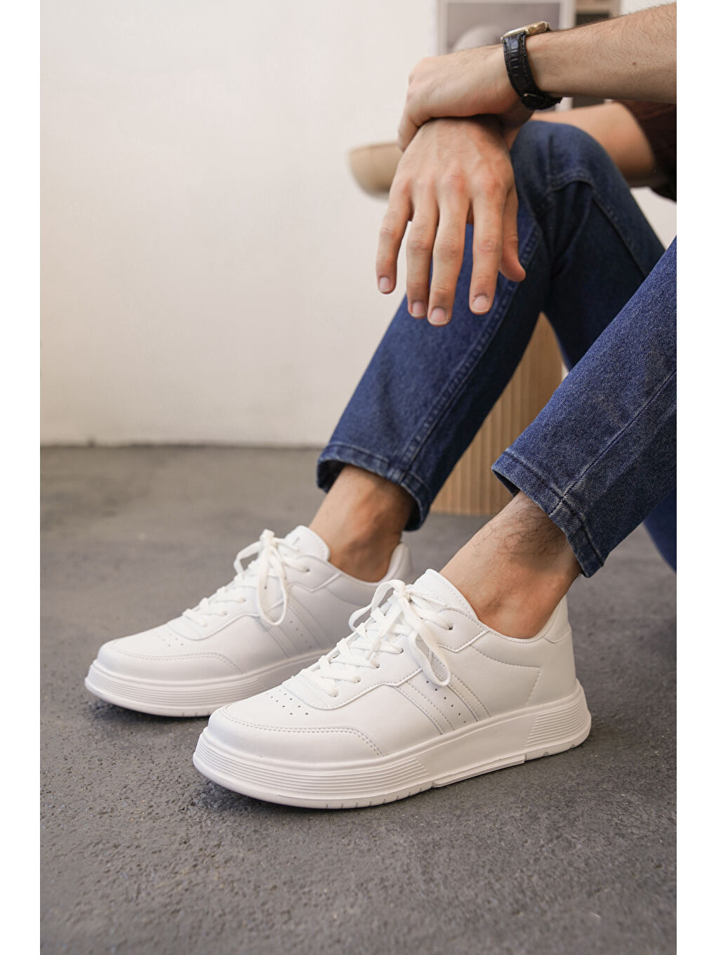 Beyaz Daxors D0163 Günlük Ortopedik Erkek Sneaker Spor Ayakkabı-4