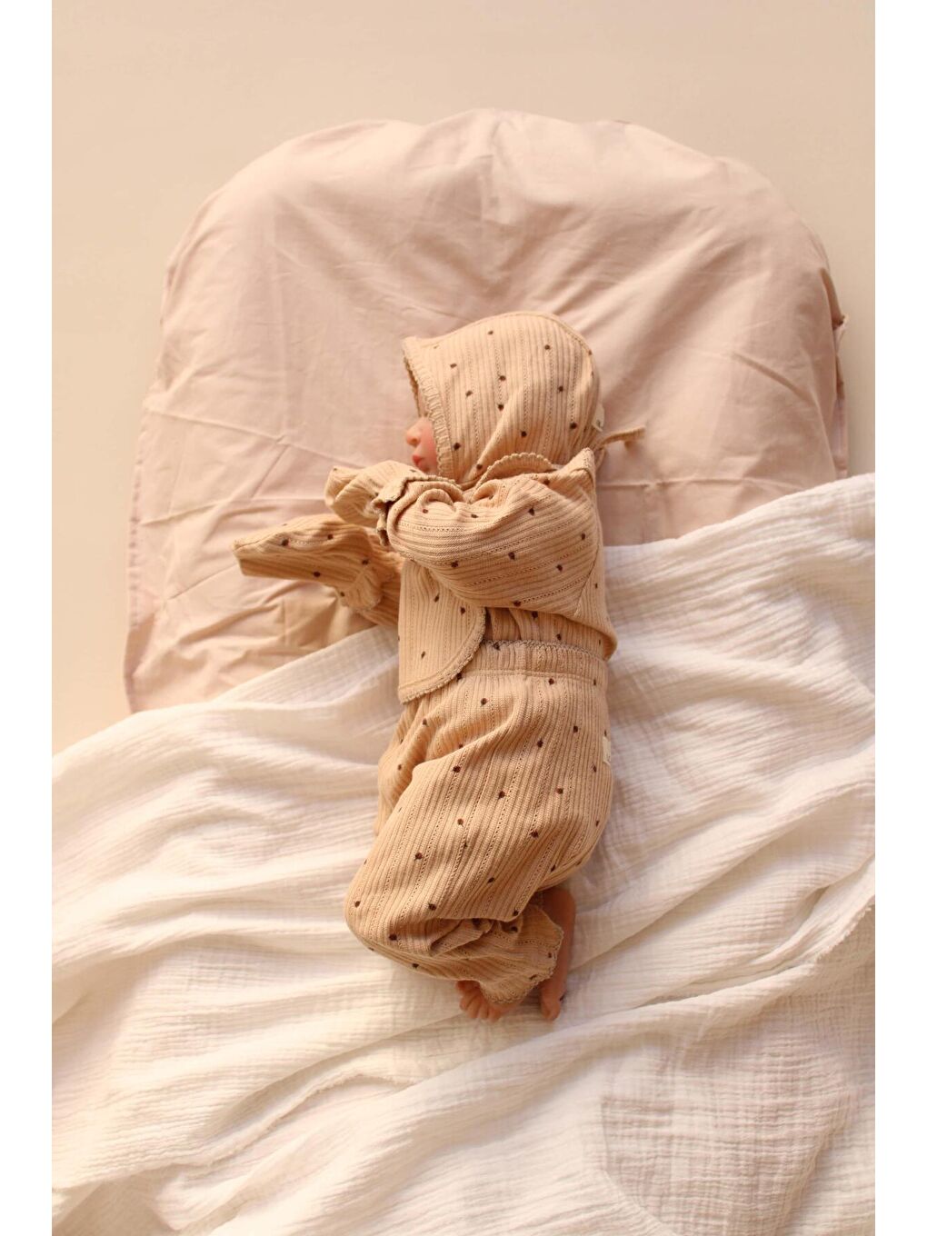 Kahverengi 5li Kruvaze Yenidoğan Set Çiçek Baskılı Model 5 (0-3 Ay)-5