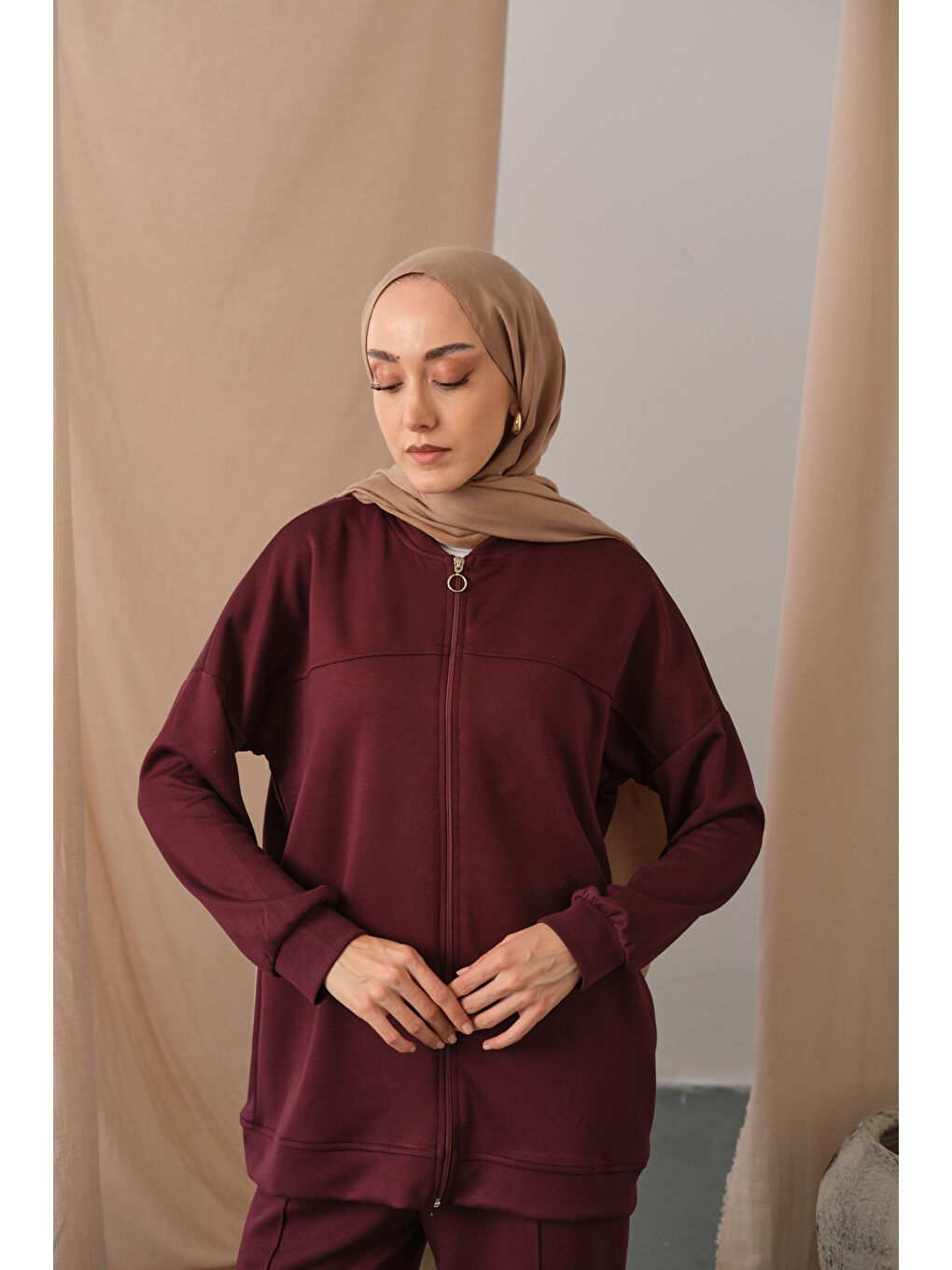 Kadın Çıma Detay İkili Takım Bordo-4