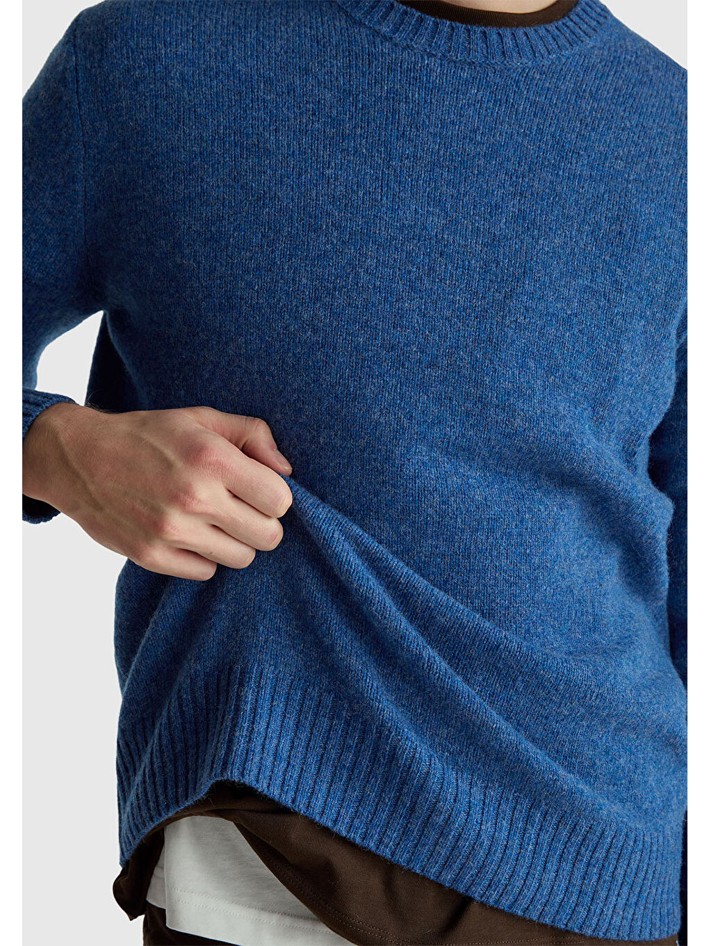 Erkek Koyu Mor Bisiklet Yaka Shetland Kazak-5