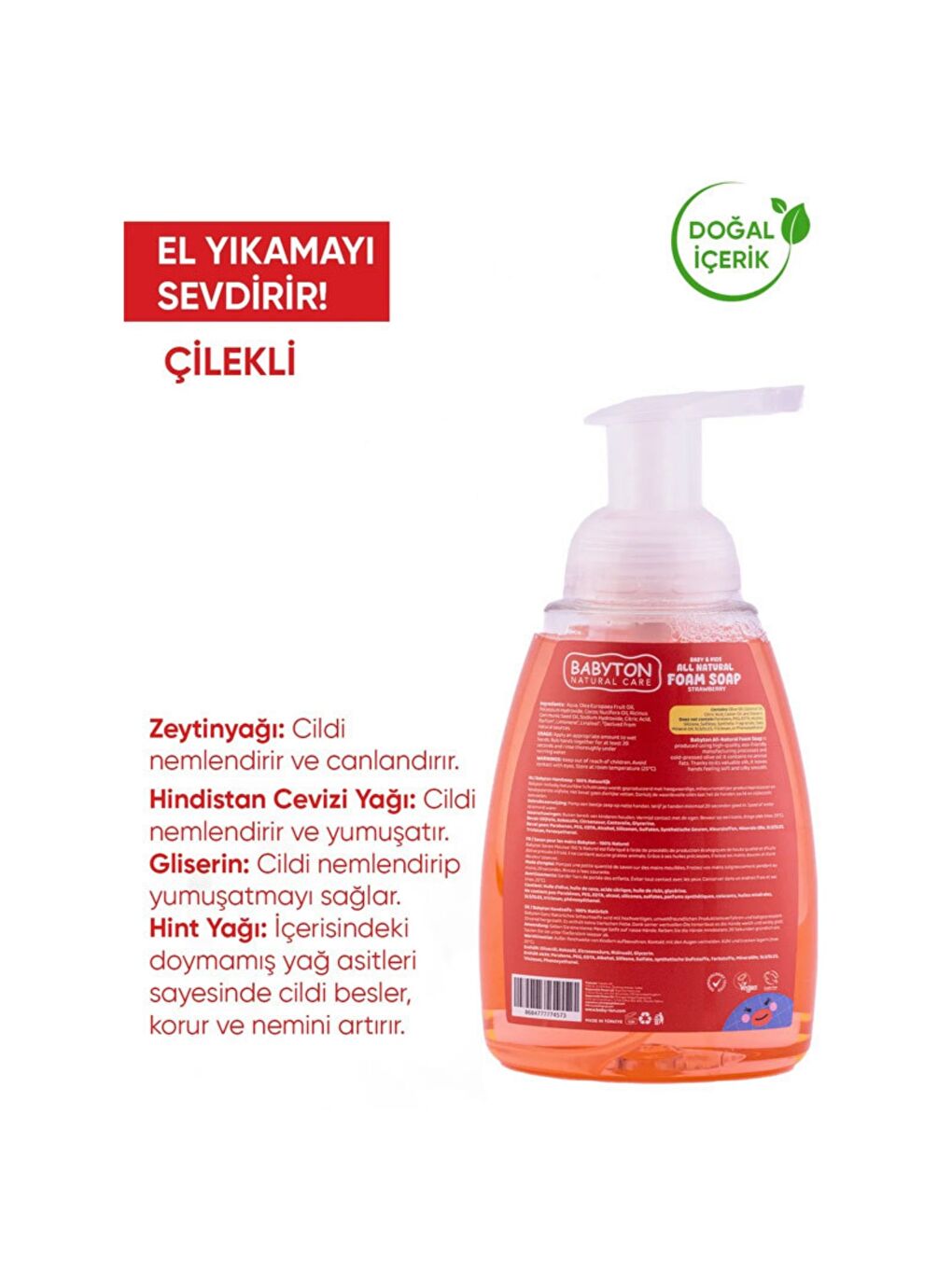Bebek ve Çocuklar İçin Doğal Köpük Sabun Çilek 350ml-2