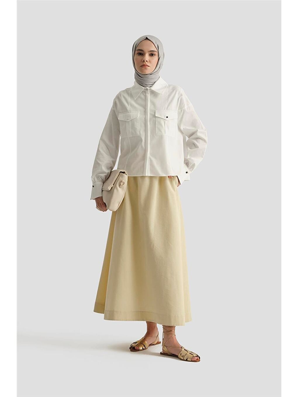 Kargo Cepli Gömlek 25Y3741 Beyaz