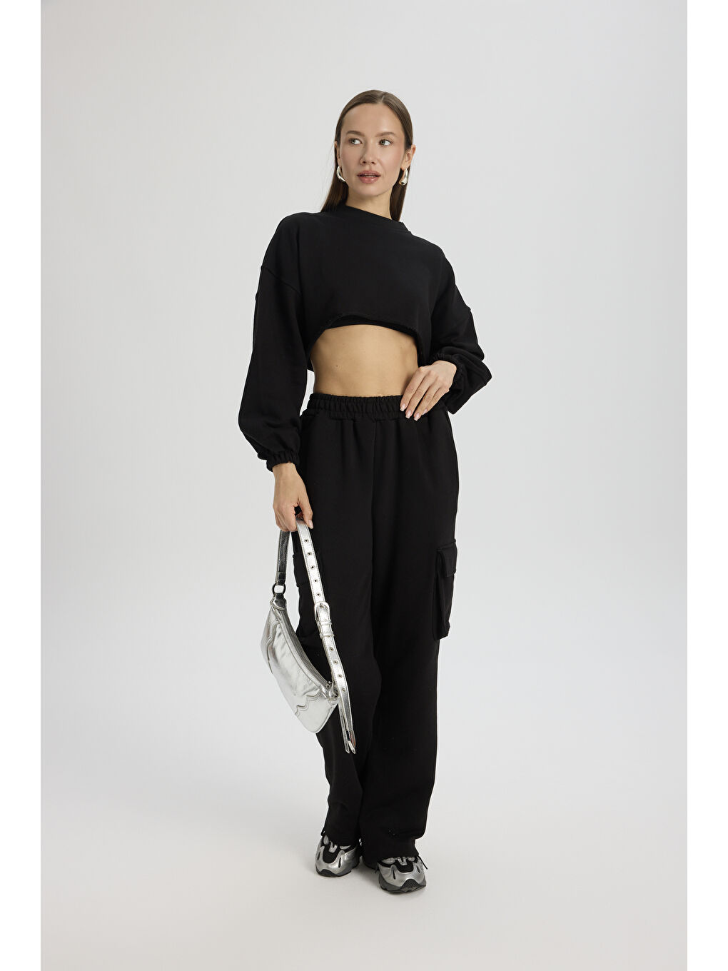 Swan Yandan Cepli Siyah Eşofman Takım-3