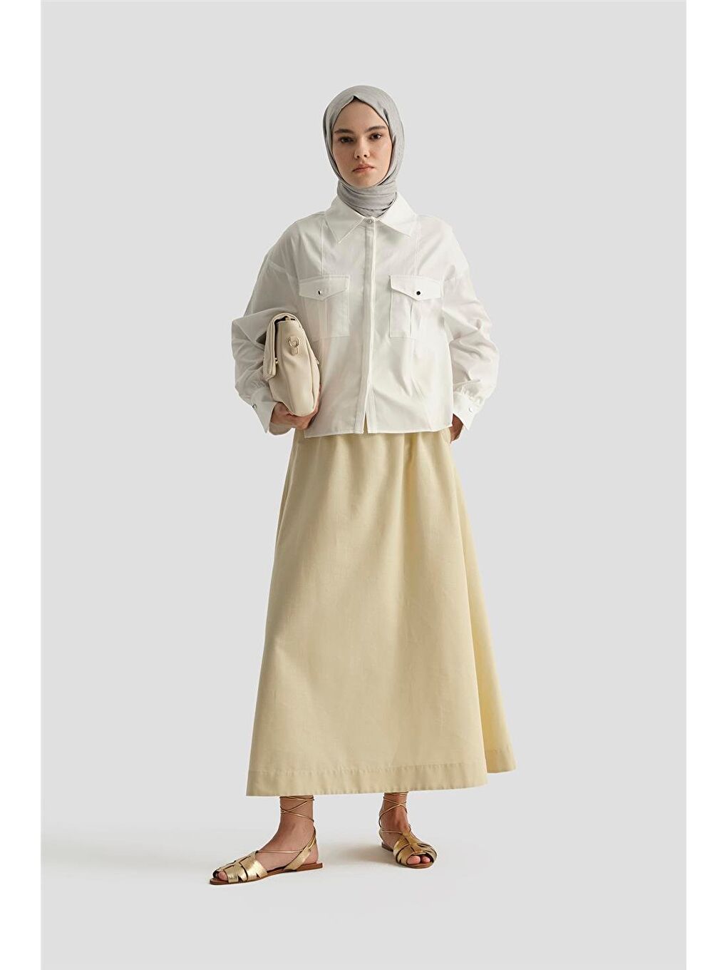 Kargo Cepli Gömlek 25Y3741 Beyaz-3