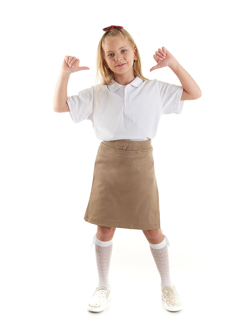 Bej Kız Çocuk Okul Kaşkorse Beli İpli Şort Etek AK863637