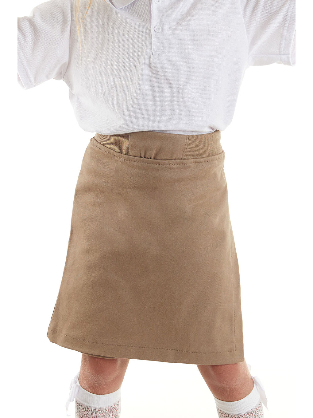 Bej Kız Çocuk Okul Kaşkorse Beli İpli Şort Etek AK863637-3