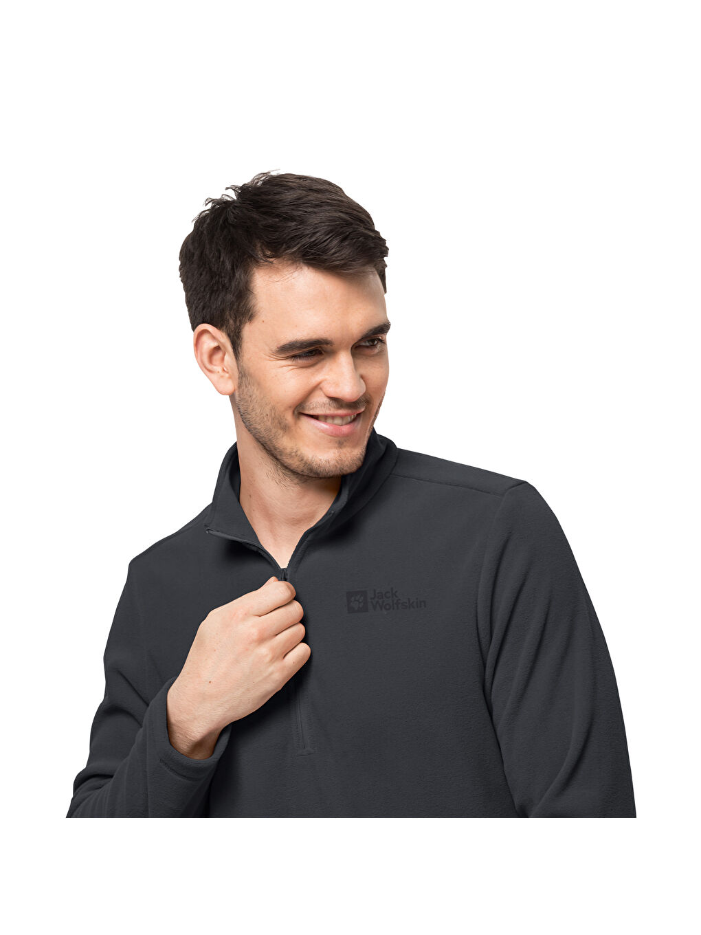 Antrasit Uzun Kollu Dik Yaka Düz Basic Erkek Sweatshirt-2