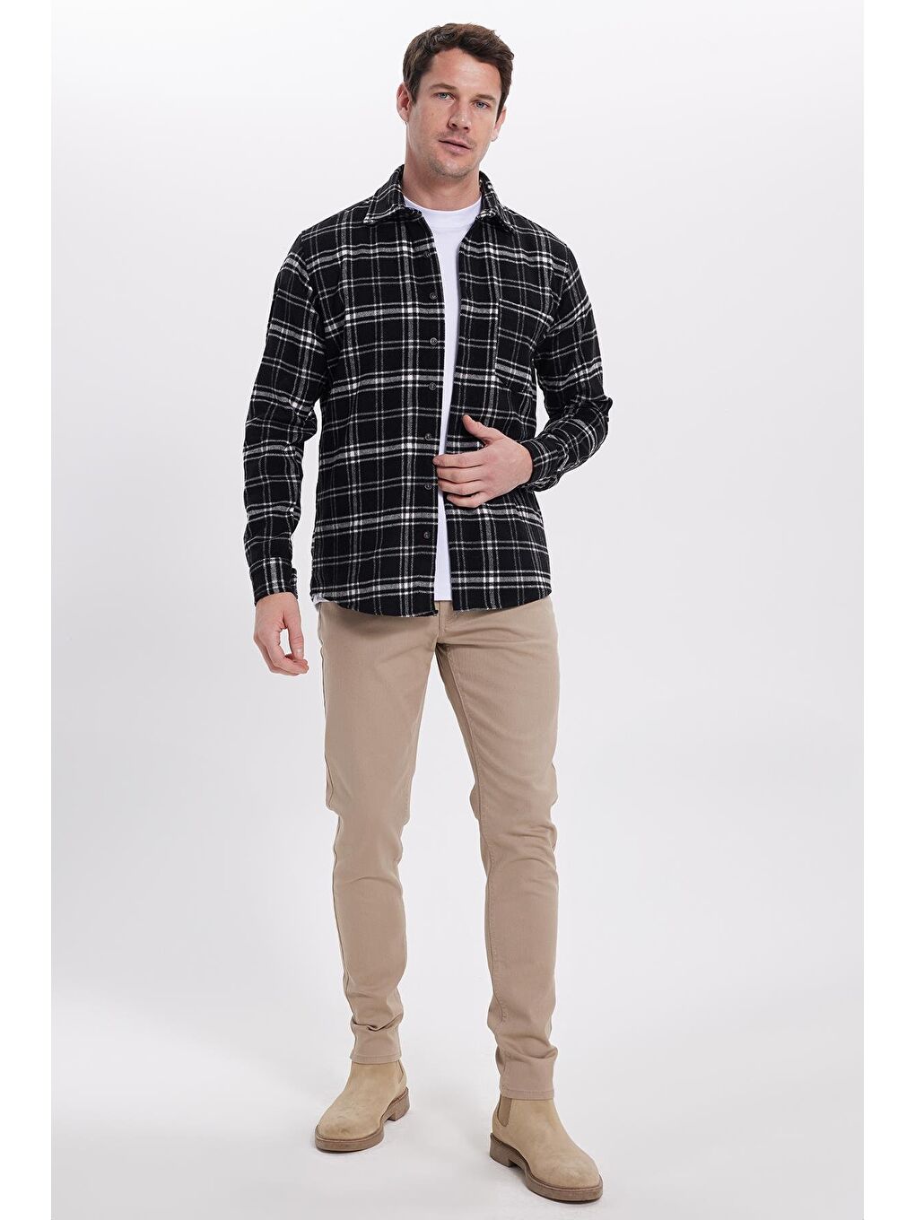 Karışık Erkek Regular Fit Rahat Kesim Kışlık Kareli Oduncu Gömlek-3
