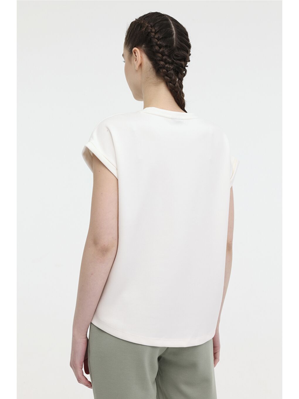 Bej WL CINDY 11C1213 4FX Ekru Kadın Kısa Kol T-Shirt-1