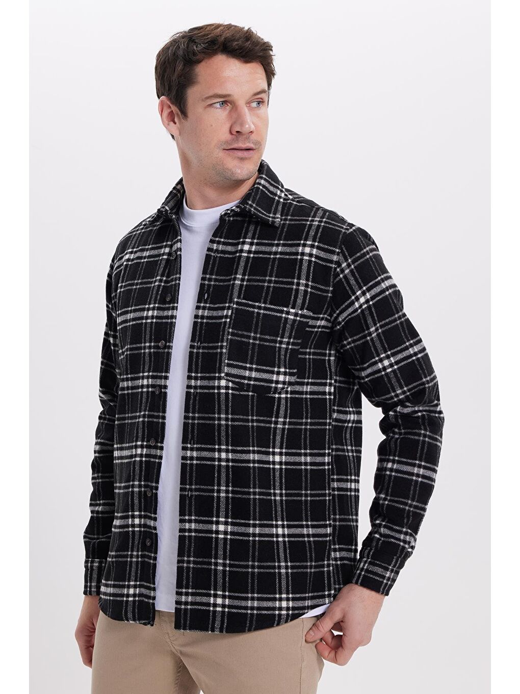 Karışık Erkek Regular Fit Rahat Kesim Kışlık Kareli Oduncu Gömlek-4