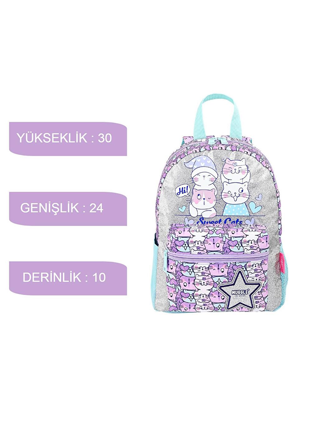 Muggle Pembe 2 Bölmeli Sweet Cats Anaokulu Sırt Çantası MU-9064 - 1