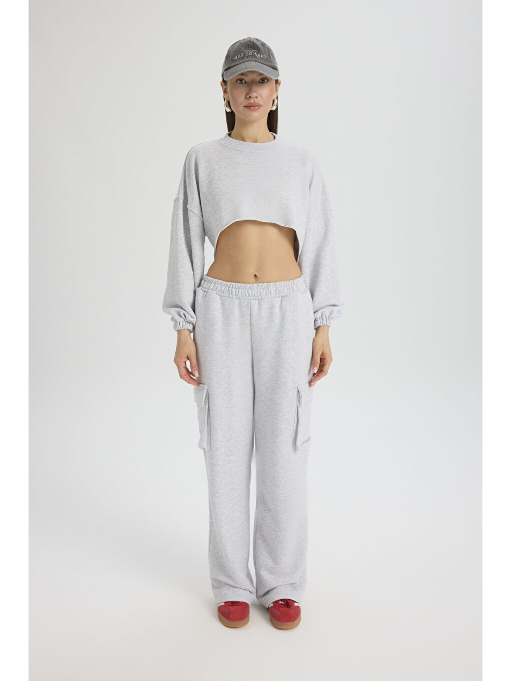 Beyaz Swan Yandan Cepli Karmelanj Eşofman Takım-1