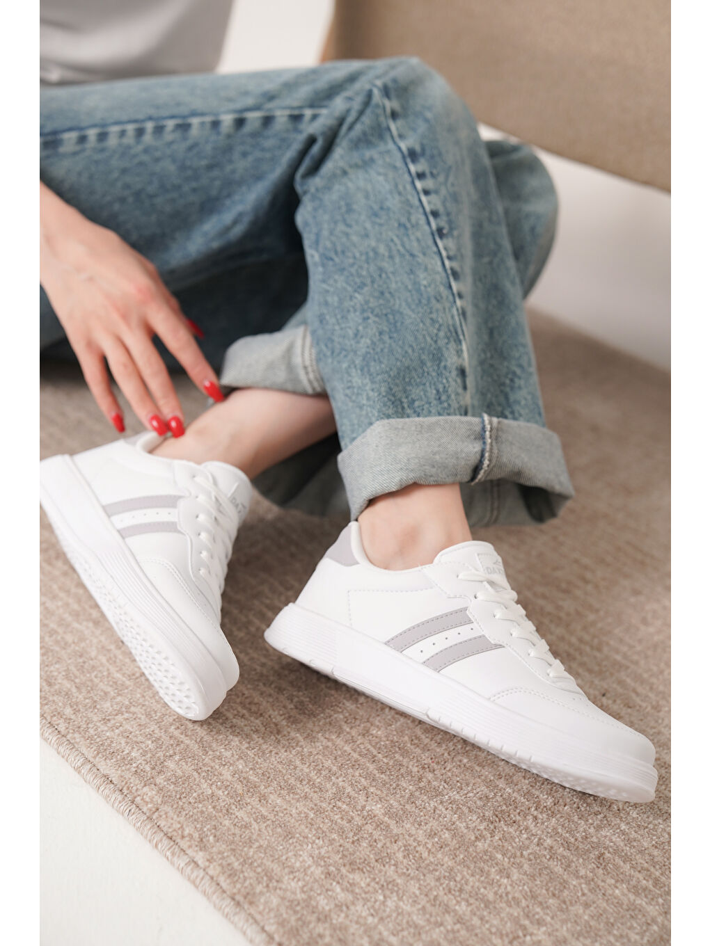 Gri Daxors D163 Günlük Ortopedik Kadın Sneaker Spor Ayakkabı