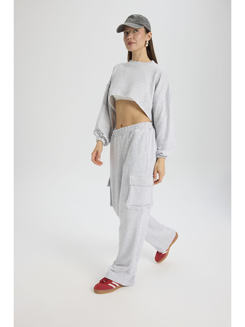 Beyaz Swan Yandan Cepli Karmelanj Eşofman Takım-2