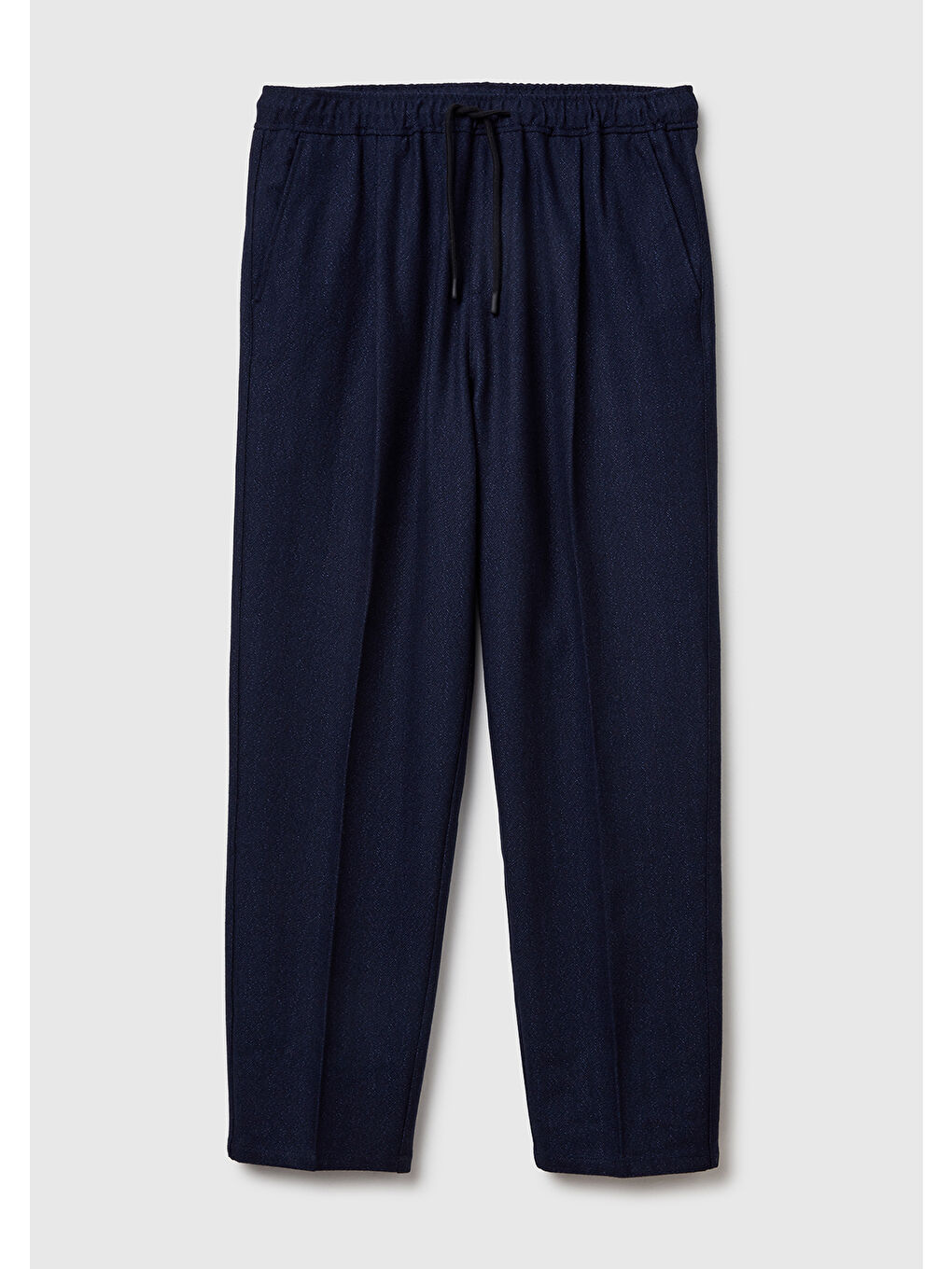 Erkek Antrasit Yün ve Akrilik Karışımlı Beli Lastikli Bağcıklı Pantolon-1