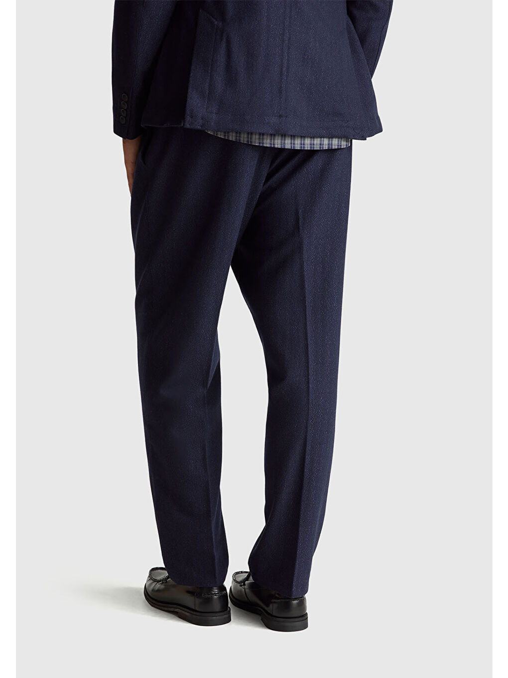 Erkek Antrasit Yün ve Akrilik Karışımlı Beli Lastikli Bağcıklı Pantolon-2