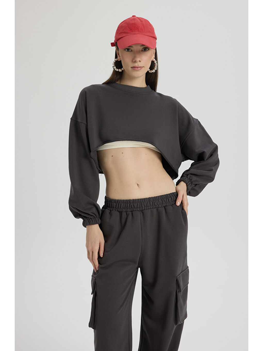 Swan Yandan Cepli Antrasit Eşofman Takım