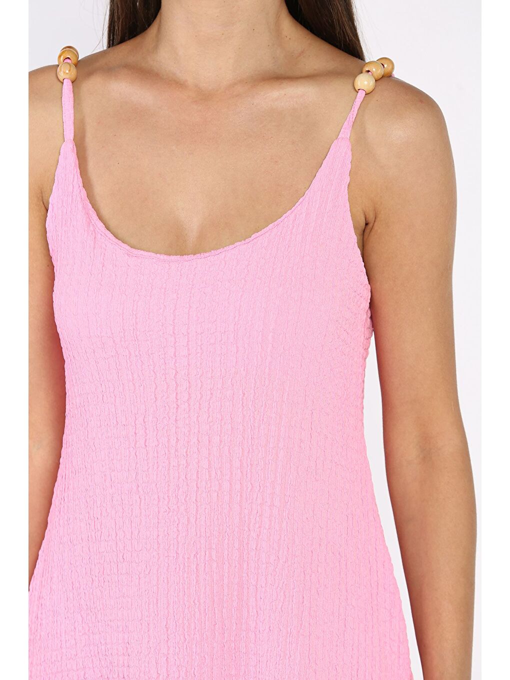 Pembe Kadın İp Askılı Elbise-3