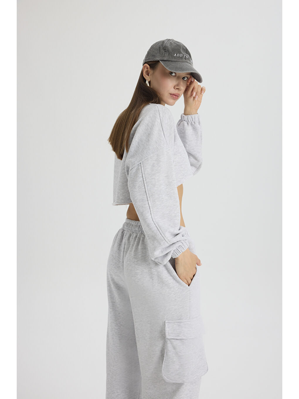 Beyaz Swan Yandan Cepli Karmelanj Eşofman Takım-3