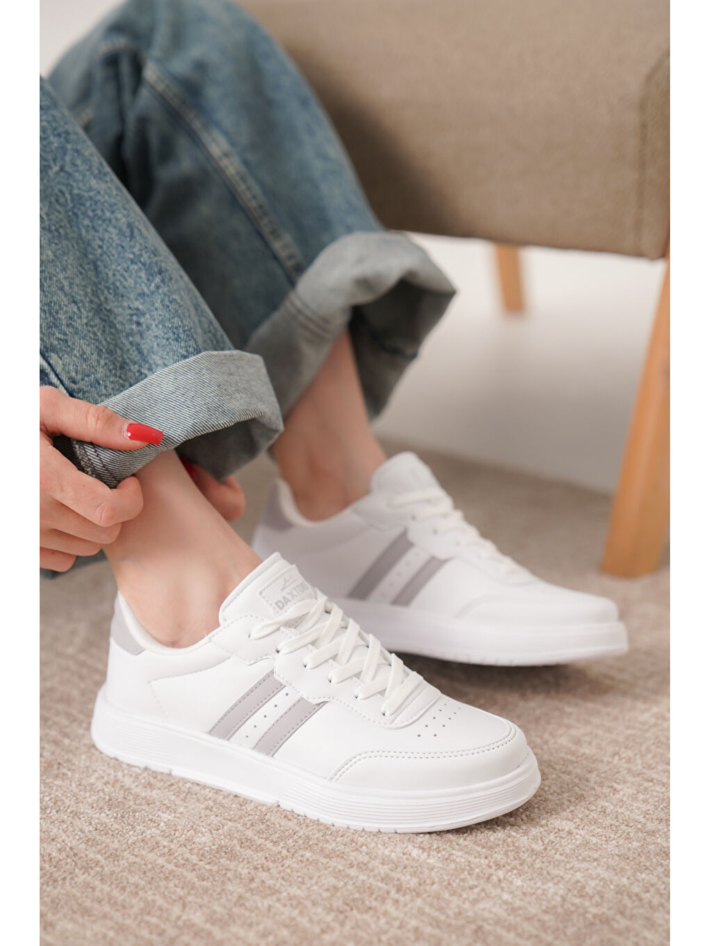 Gri Daxors D163 Günlük Ortopedik Kadın Sneaker Spor Ayakkabı-1