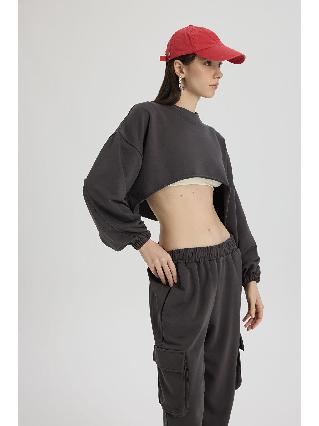 Swan Yandan Cepli Antrasit Eşofman Takım-1