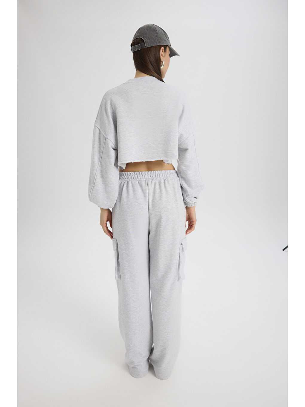 Beyaz Swan Yandan Cepli Karmelanj Eşofman Takım-4