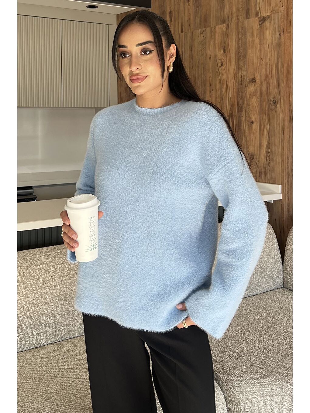 Mavi Salaş Sakallı Triko Kazak (s,m,l,xl Uyumludur)