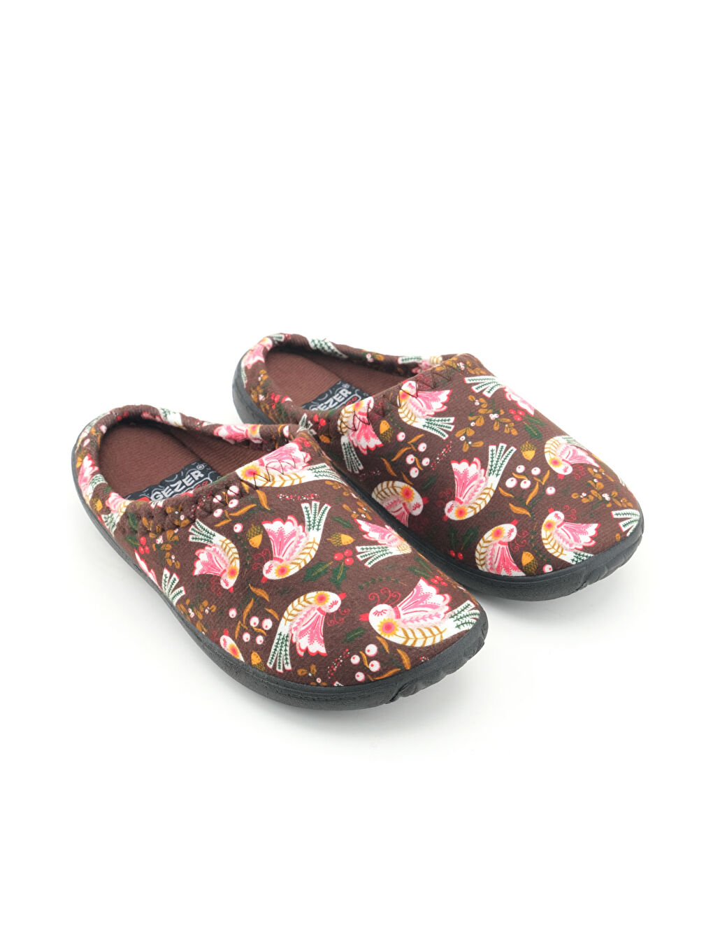 Kahverengi Kadın Kışlık PU Rahat Taban Desenli Ev Bahçe Gondol Terlik-2