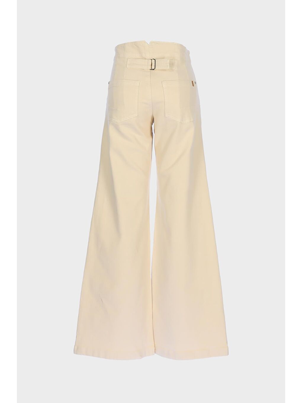 Weslie Ekru Yüksek Bel Patı Fermuarlı Wideleg Düğme Detaylı Jean Pantolon C 4530-213-1