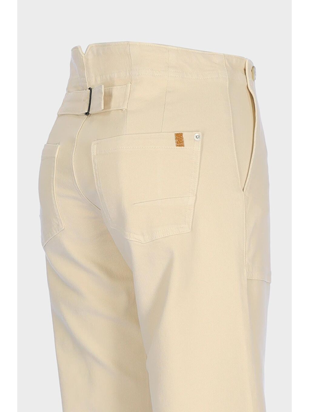 Weslie Ekru Yüksek Bel Patı Fermuarlı Wideleg Düğme Detaylı Jean Pantolon C 4530-213-2