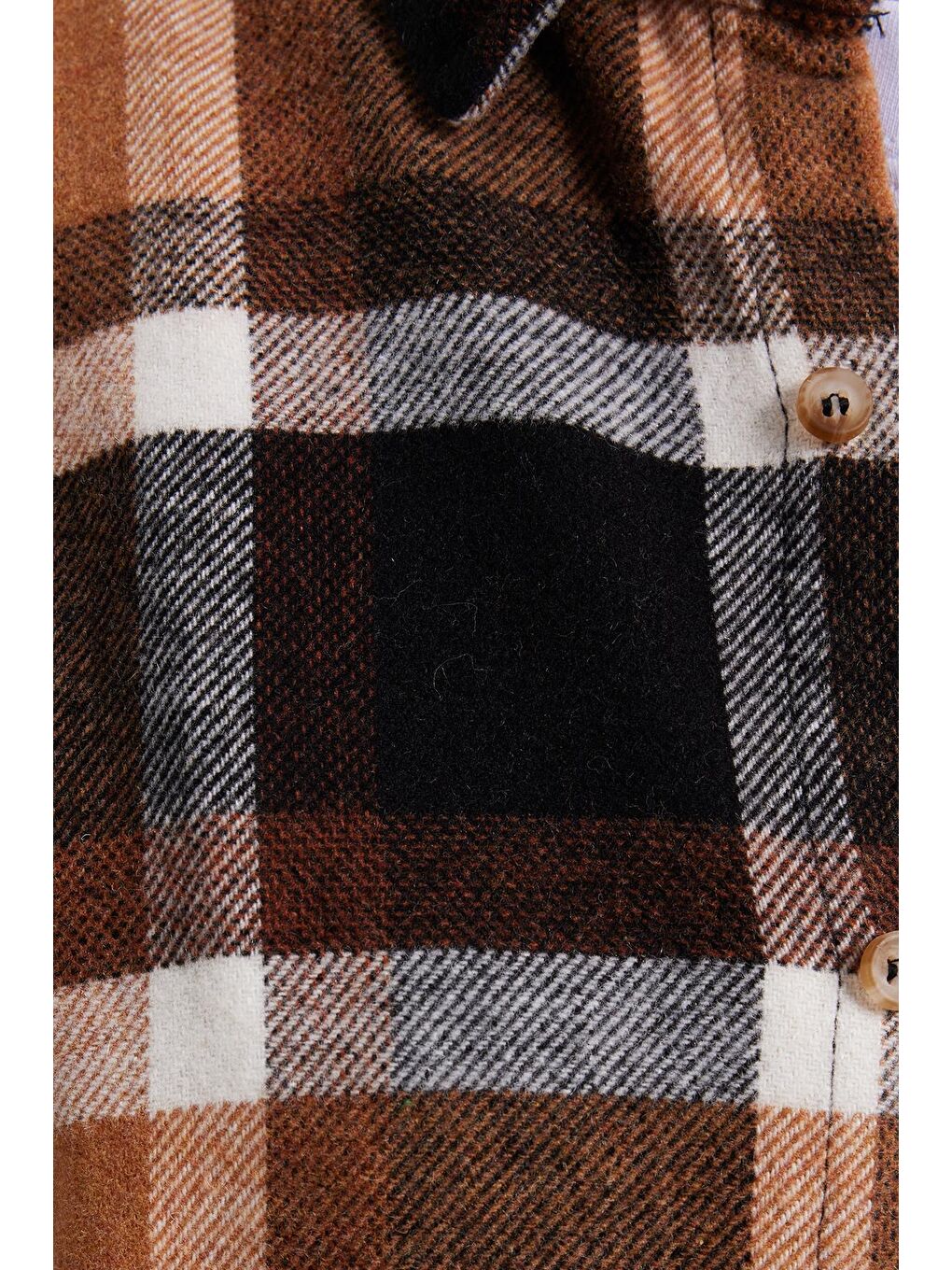 Kahverengi Erkek Slim Fit Dar Kesim Kareli Kışlık Oduncu Gömlek-3