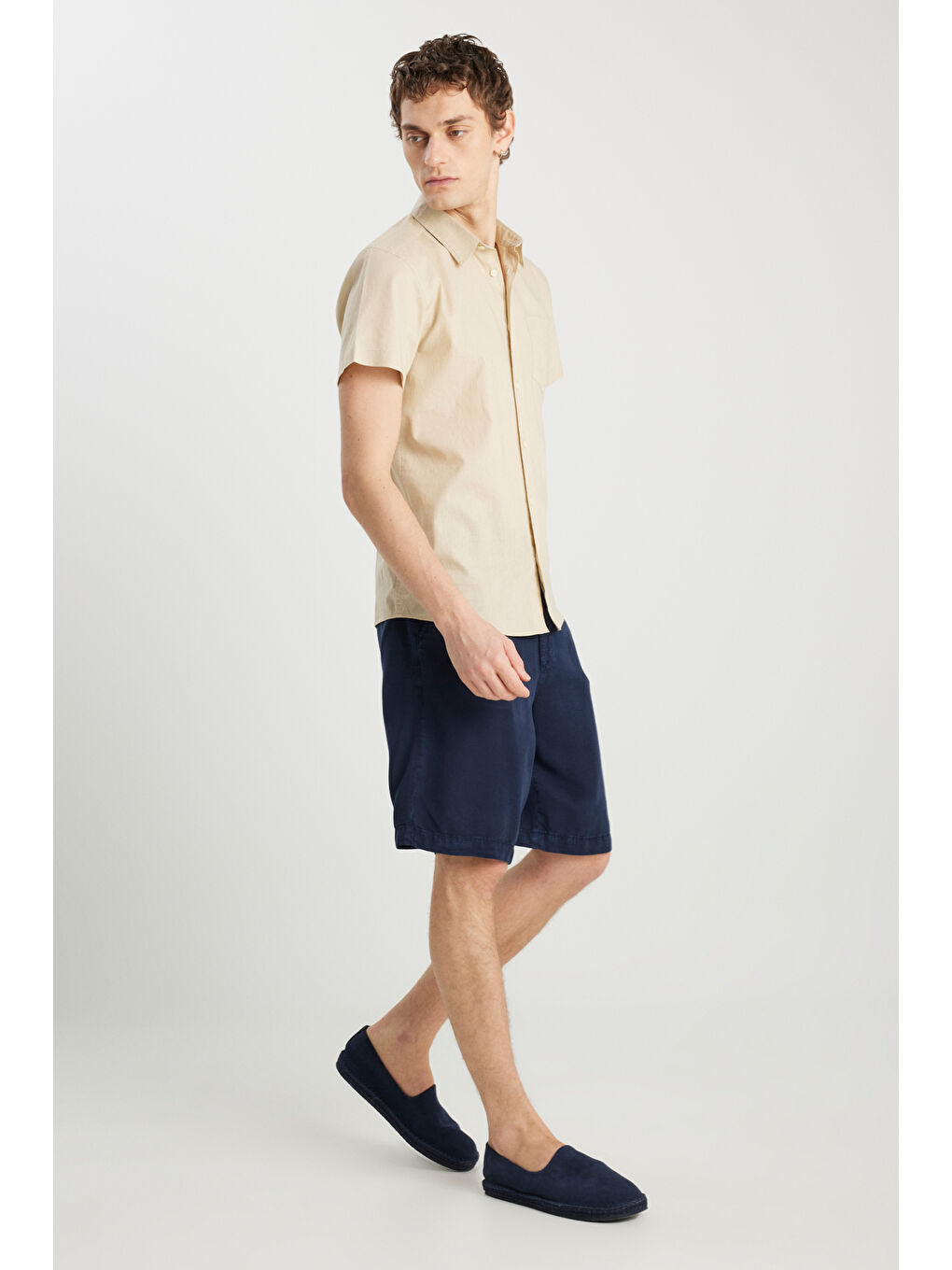 Regular Fit Normal Kesim Normal Bel Lacivert Yumuşak Dokulu Şort-1