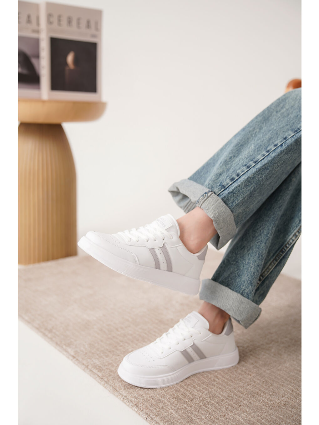 Gri Daxors D163 Günlük Ortopedik Kadın Sneaker Spor Ayakkabı-4