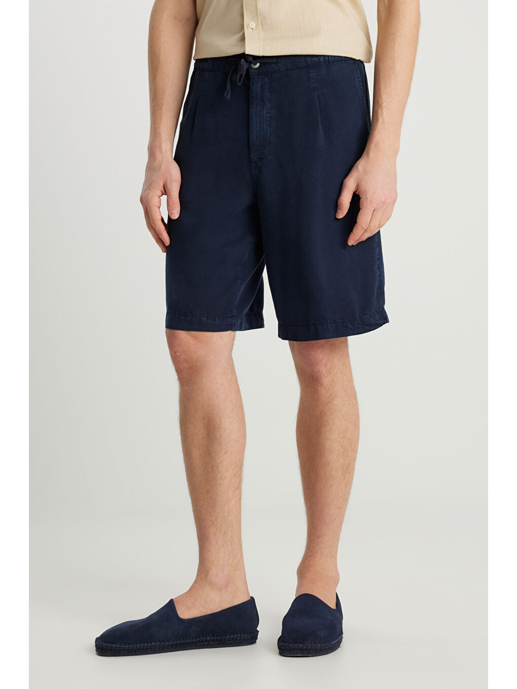 Regular Fit Normal Kesim Normal Bel Lacivert Yumuşak Dokulu Şort-2