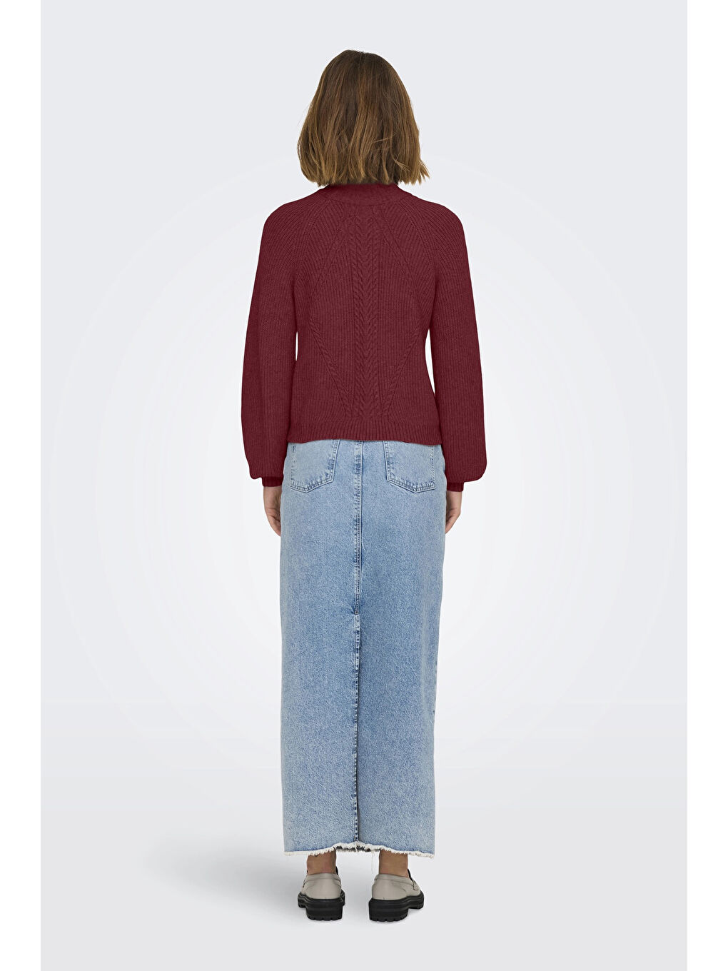 Bordo Onlkatia Regular Fit Yarım Balıkçı Yaka Örme Kadın Kazak 15324678-1