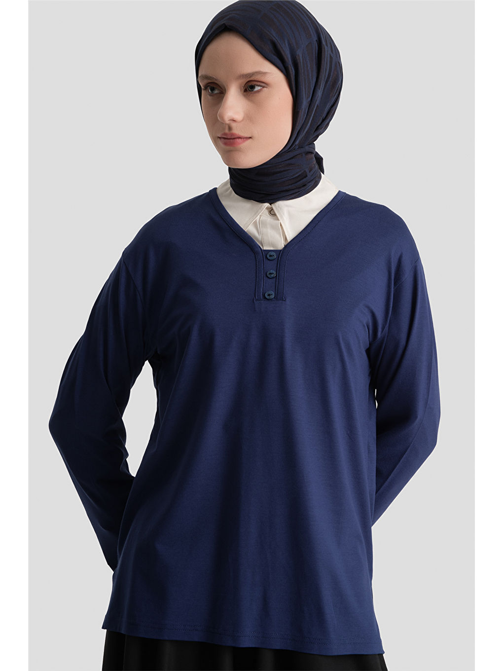 Penye İndigo Anne Bluz-1