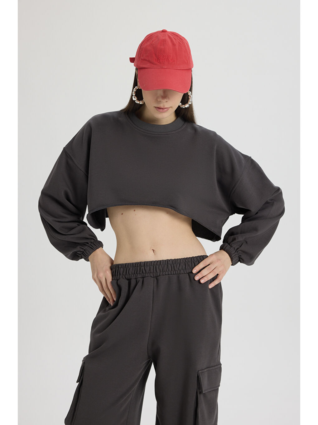 Swan Yandan Cepli Antrasit Eşofman Takım-5