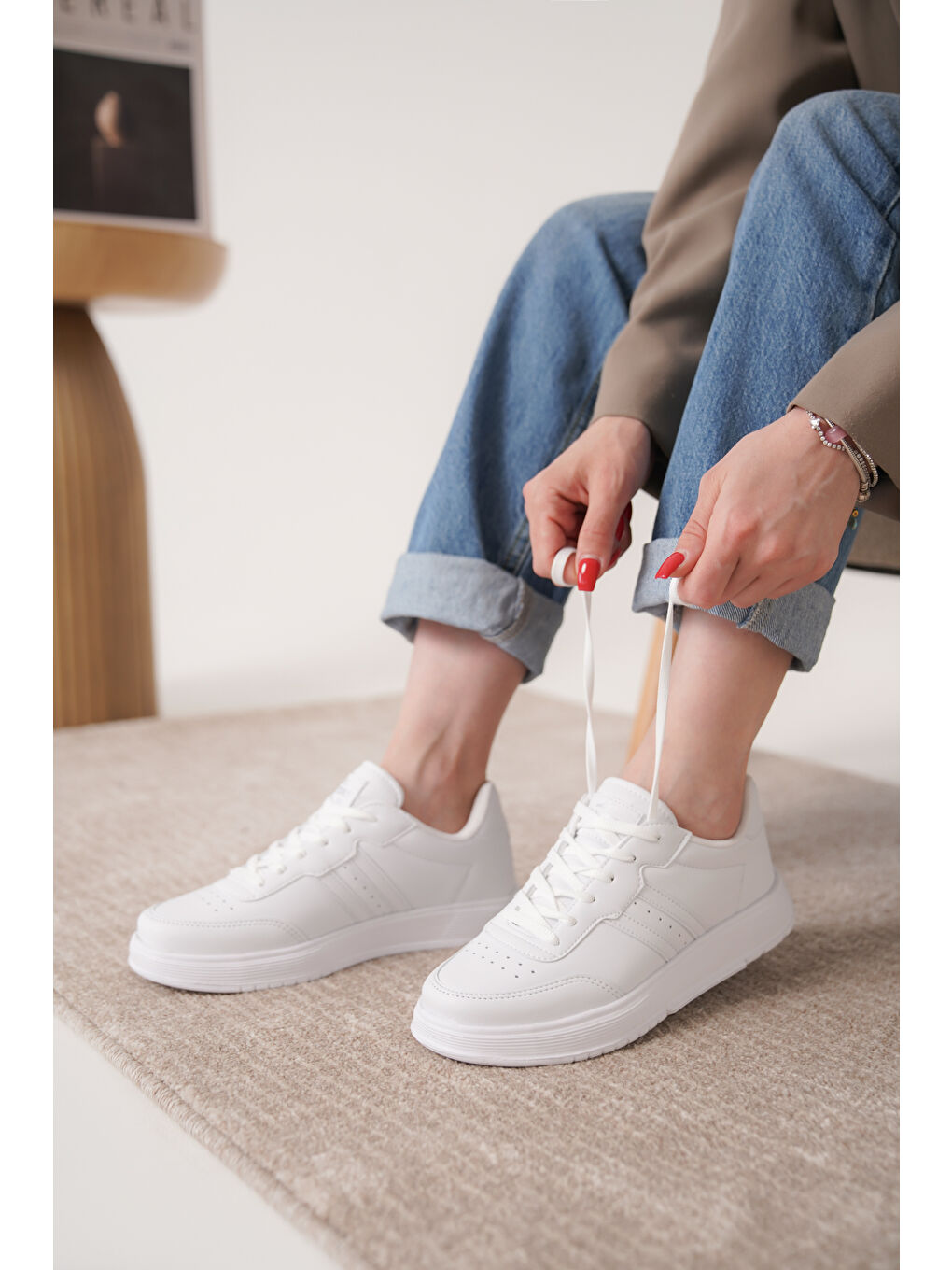 Beyaz Daxors D163 Günlük Ortopedik Kadın Sneaker Spor Ayakkabı-1