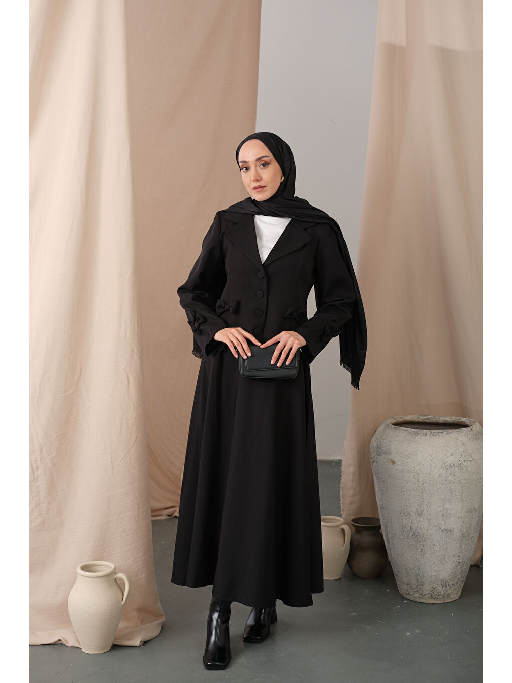 Kadın Kurdele Detaylı Takım Siyah-2