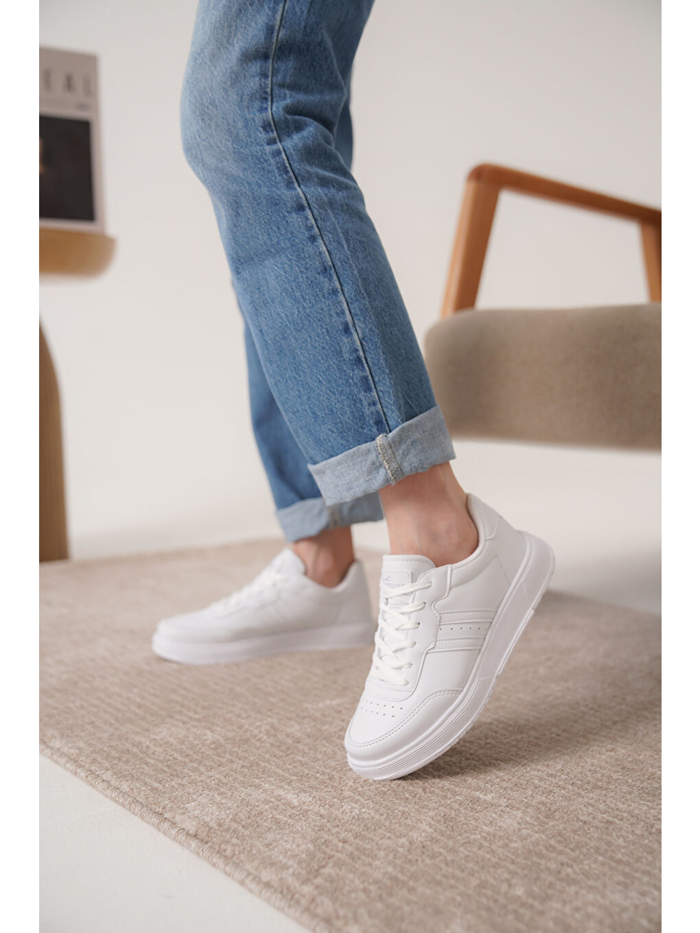 Beyaz Daxors D163 Günlük Ortopedik Kadın Sneaker Spor Ayakkabı-3