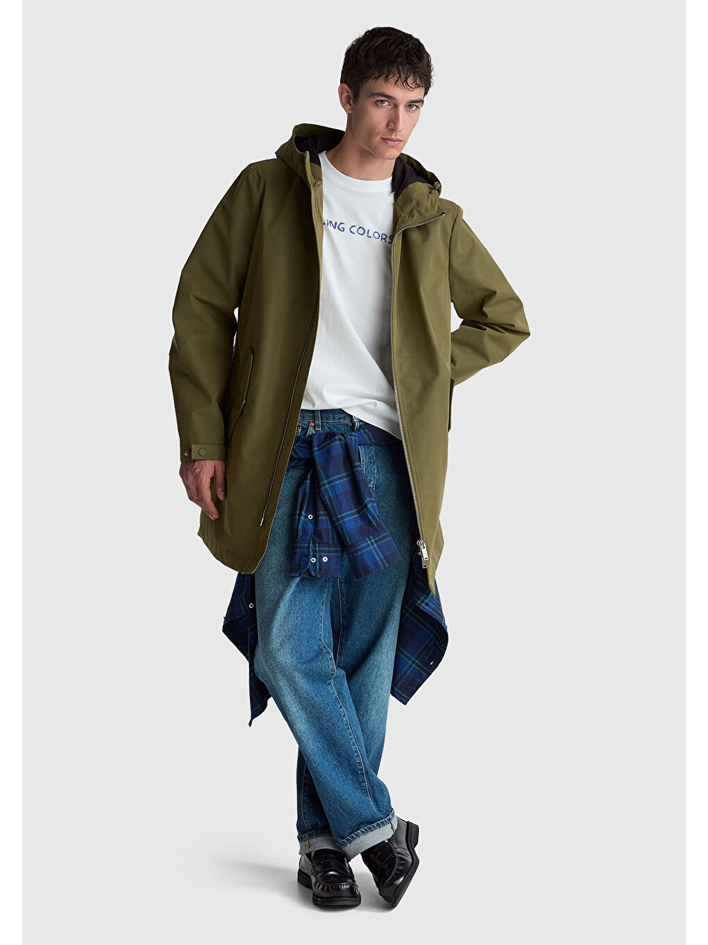 Erkek Beyaz %100 Pamuk Önü ve Arkası Baskılı Logo Detaylı T-Shirt-4