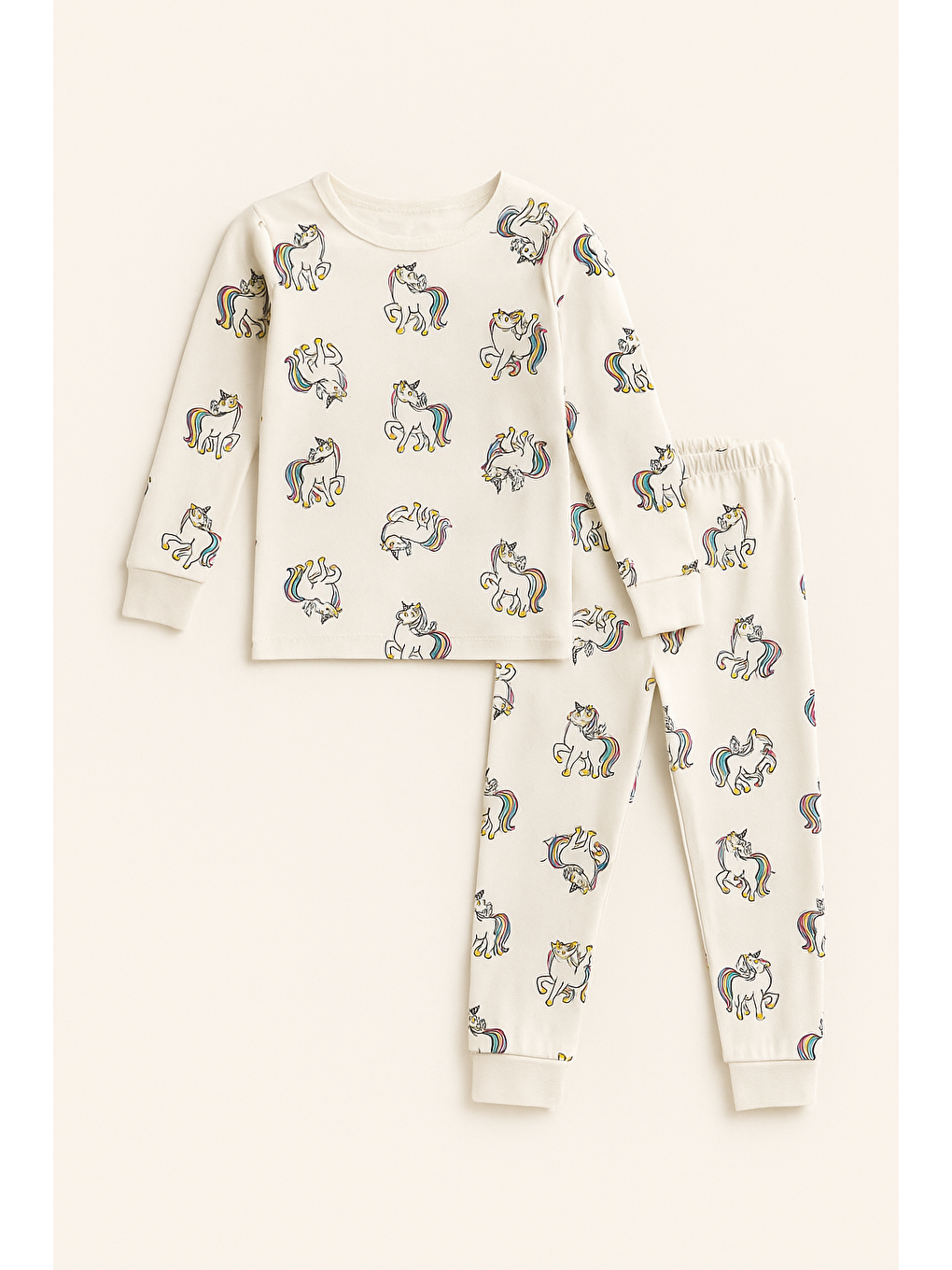 Karışık Kız Çocuk Desenli Pijama Takımı