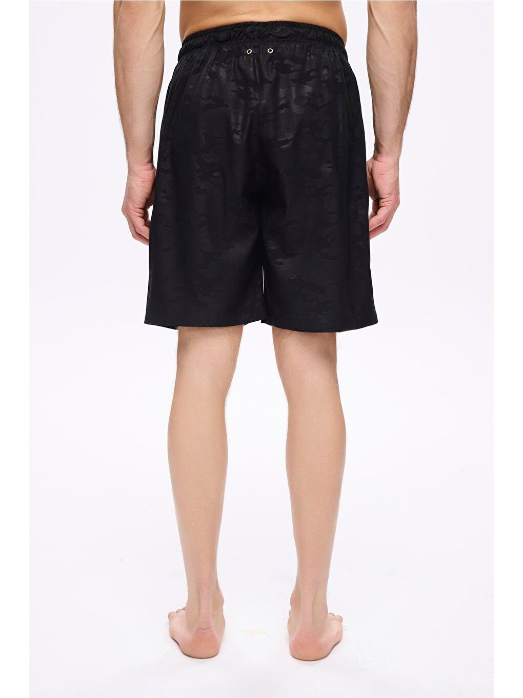 Kamuflaj Desenli Siyah Erkek Kısa Havuz Ve Deniz Şortu 5033-2