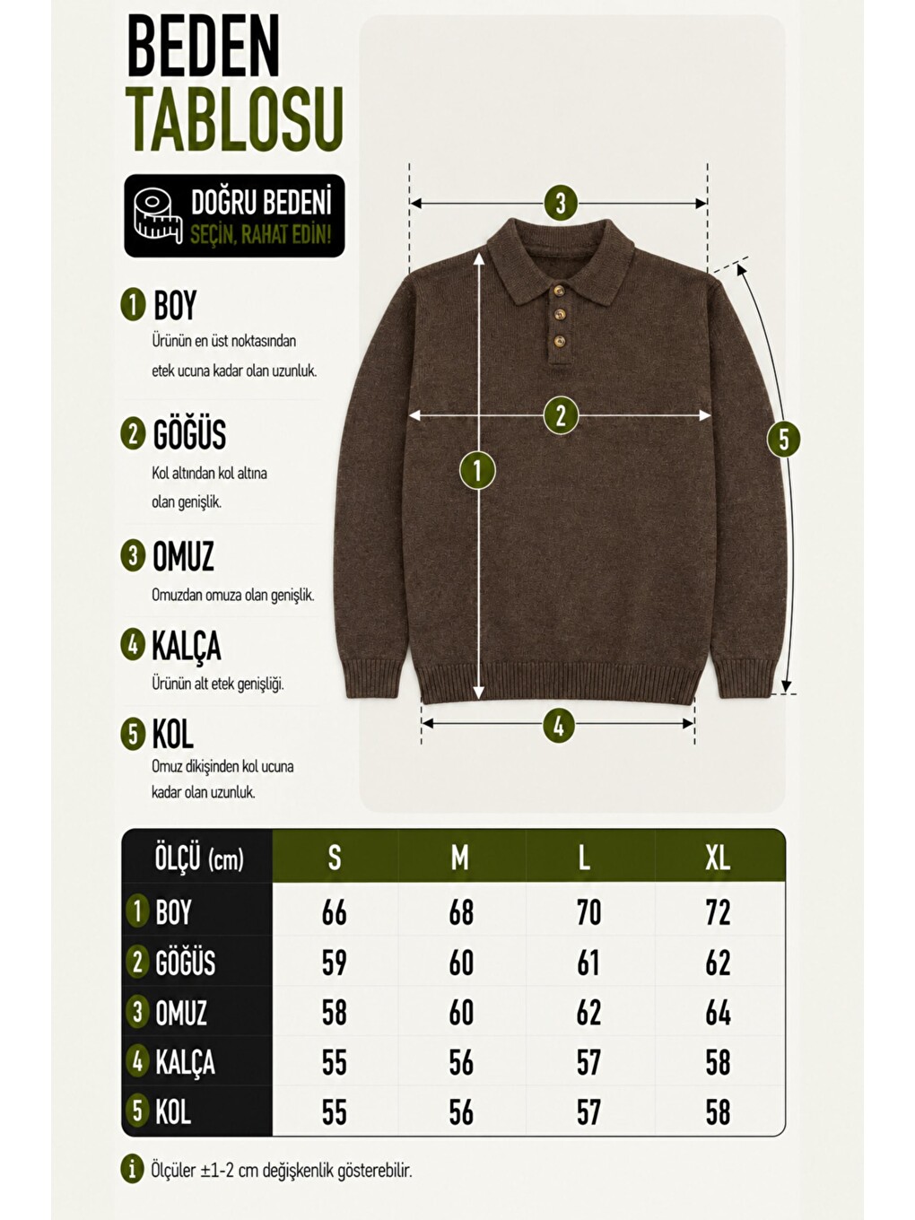 Kahverengi Oversize Düğmeli Yaka Örgü Kazak Dp 17501_10063-7
